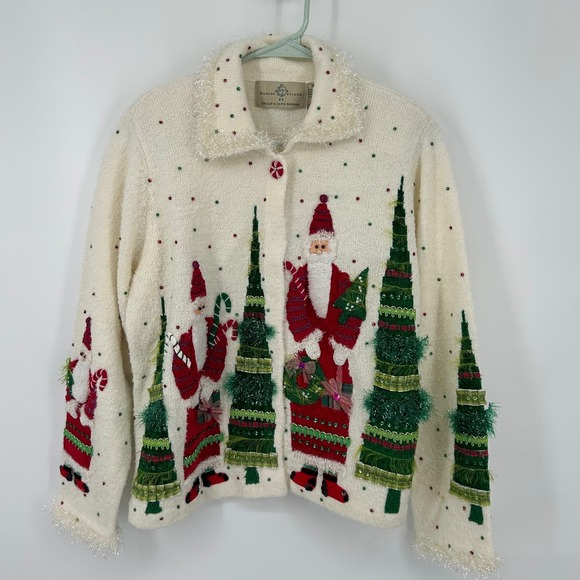 Design Options by Philip & Jane Gordon Vintage Christmas Santa Cardigan Large - Picture 7 of 7